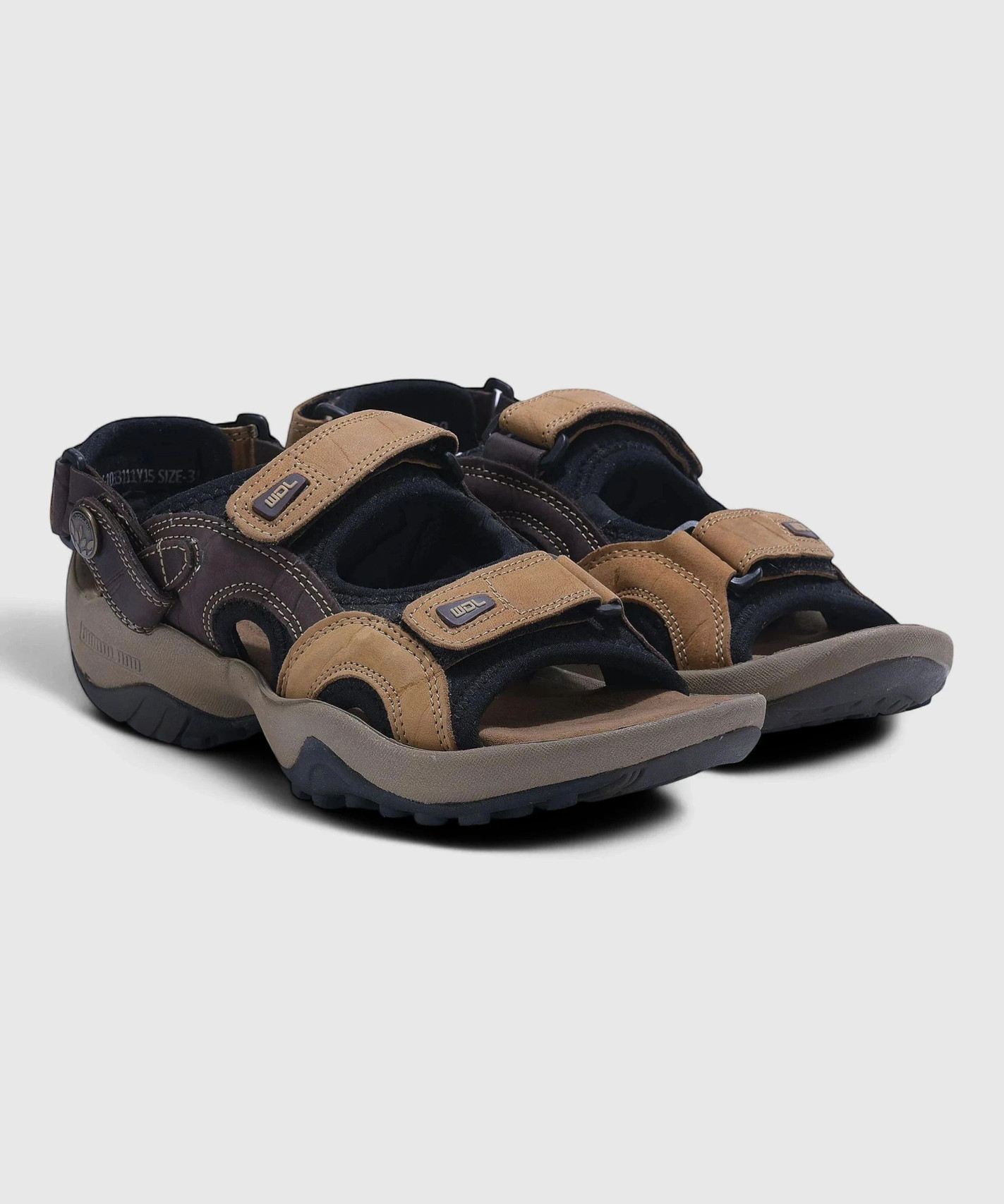 WOODLAND Men's Premium Leather Sandals & Floaters (Khaki) - Prince Boot House - Image 3