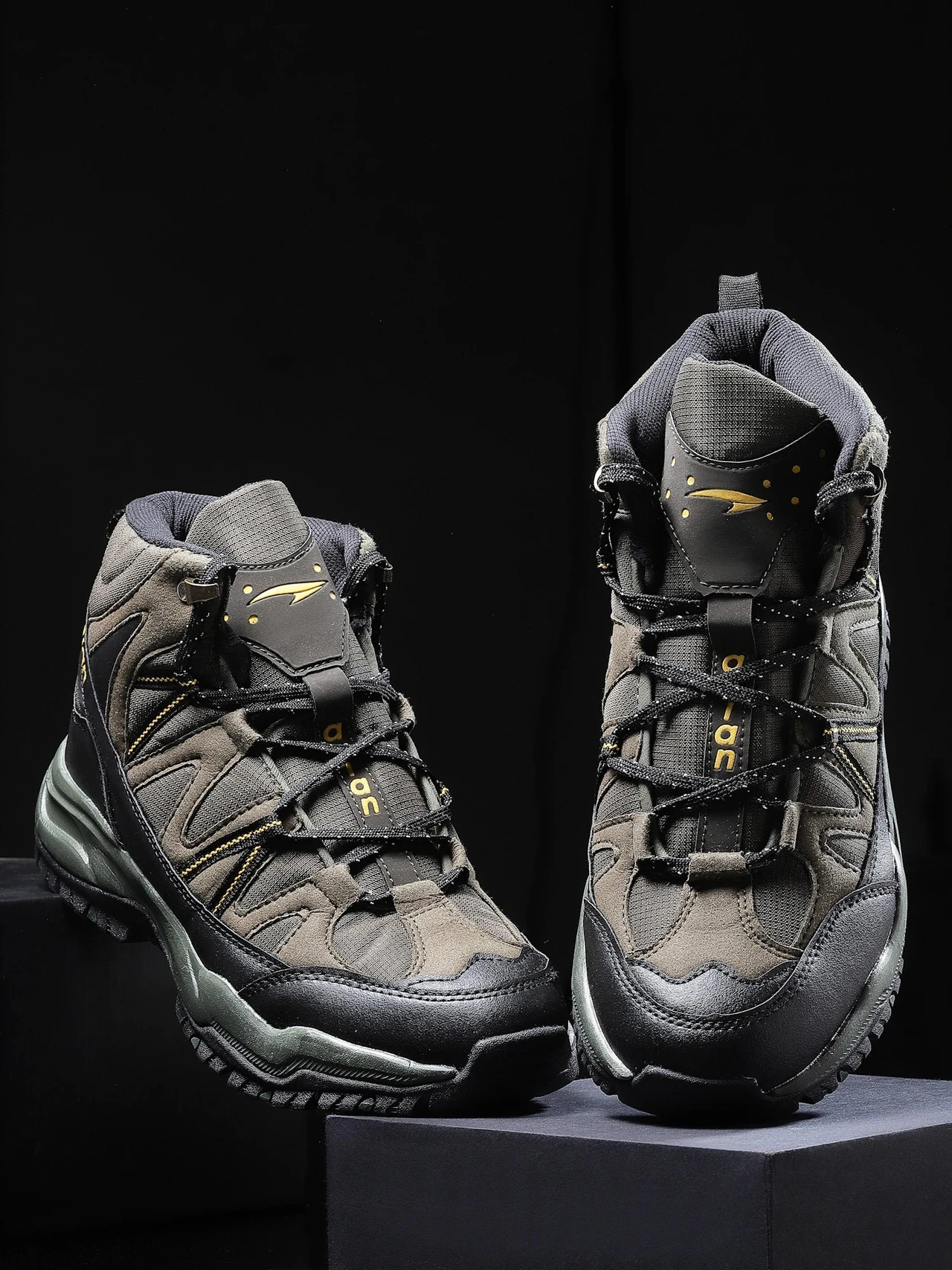 ASIAN Everest-21 Men's High-Ankle Trekking & Hiking Boots (Olive Black) - Prince Boot House