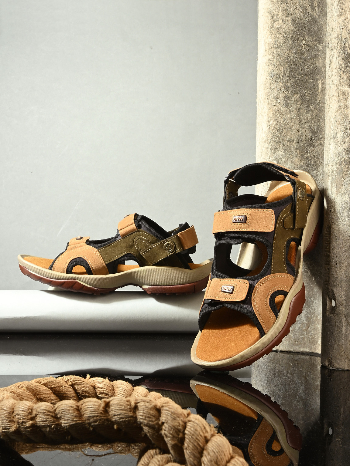 BELLION Men's Premium Solid Leather Casual Sandals