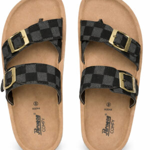Paragon Men’s Dual Buckle Checkered Comfort Sandals - Prince Boot House