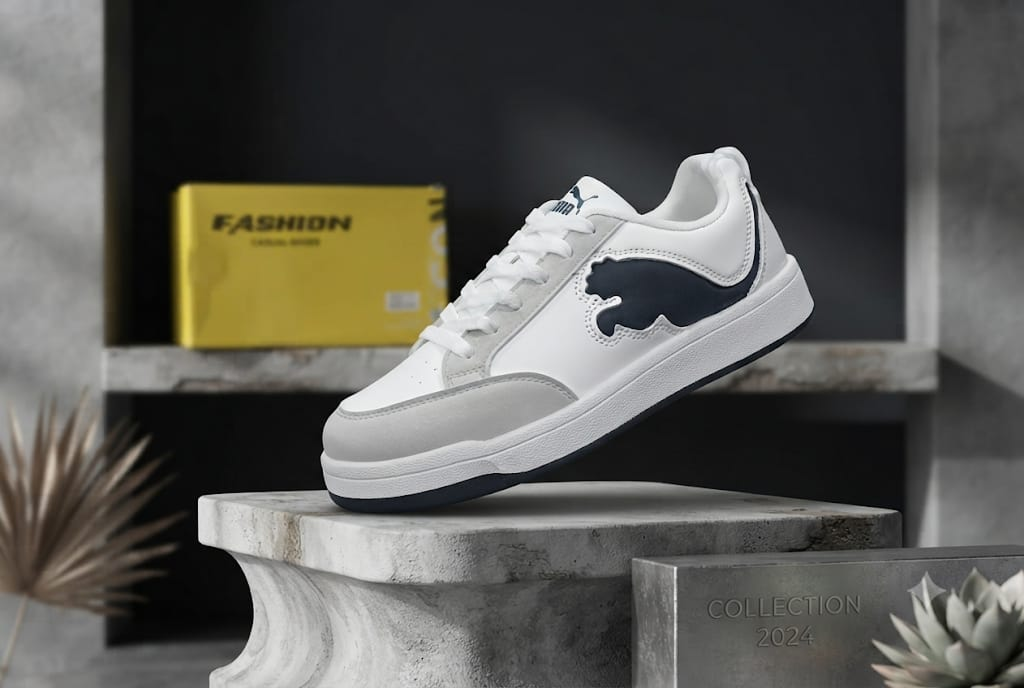 Men's White & Black Casual Sneakers | Prince Boot House