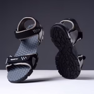 Sparx Men Black & Grey Lightweight Outdoor Comfort Sandals