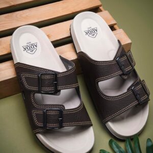Adda HONOUR-01 Men Brown & Beige Buckle Strap Comfort Slides