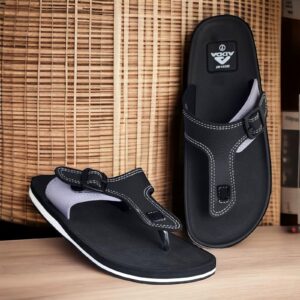 ADDA LIFE01 Men Black Comfort V-Thong Slippers / Flip-Flops