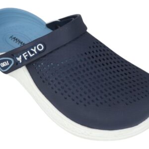 Lakhani FLYO Men Navy Blue & Sky Blue Lightweight Perforated Clog Sandals