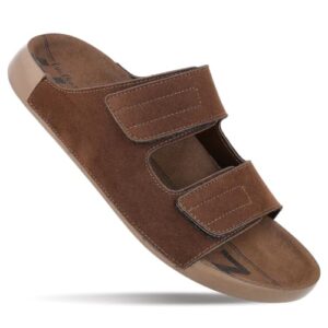 Walkaroo Urbanoz Men Brown Ergonomic Footbed Double Strap Comfort Slides