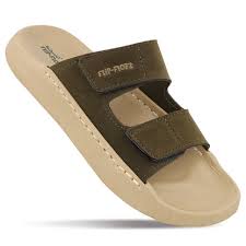 Walkaroo FLIP-FLOPZ Men Khaki Olive Ergonomic Double Strap Comfort Slides